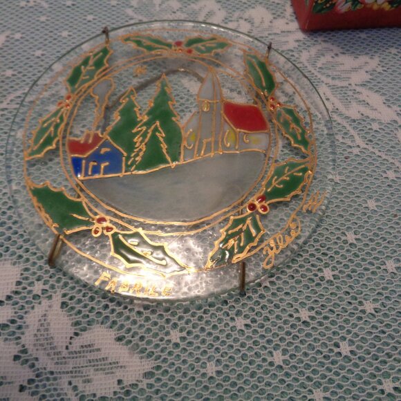 CHRISTMAS PIN TOWER CLOCK ENGLISH CUP GLASS WREATHE BOX LOT - Picture 14 of 15